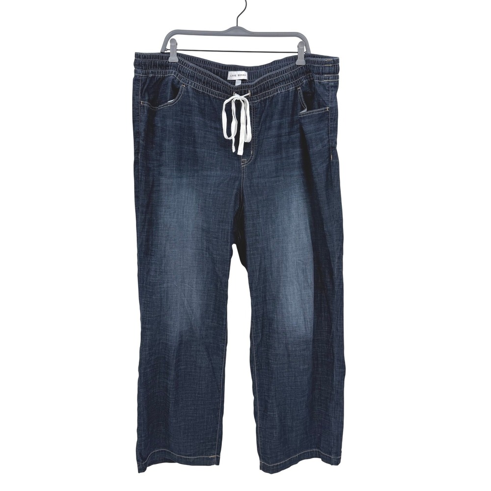 Lane Bryant Women 24 Dark Wash Denim Jogger Pants Elastic Waist Drawstring Plus